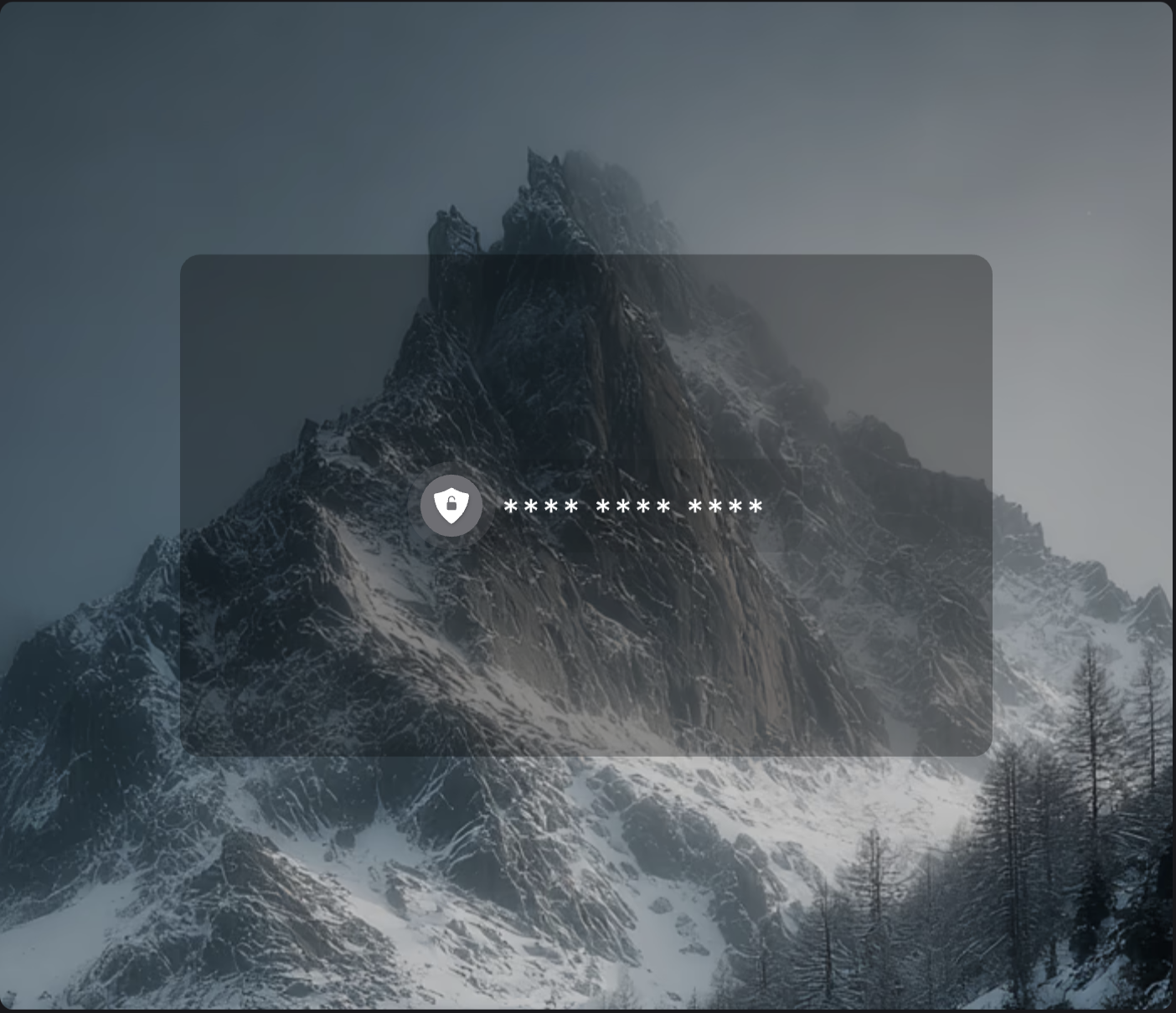 Encrypted PIN entry over snowy mountain peak